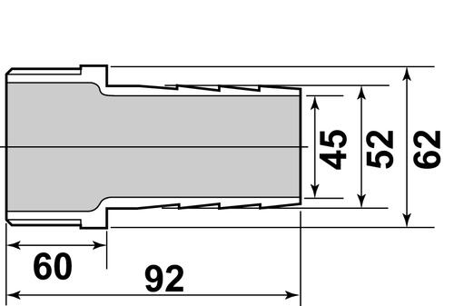 Raccord cannelé en inox M2" - ø52 mm